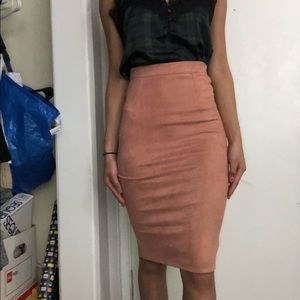 Suede Pink Pencil Skirt
